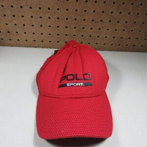 POLO SPORT Ralph Lauren mens solid red mesh strapback hat OS